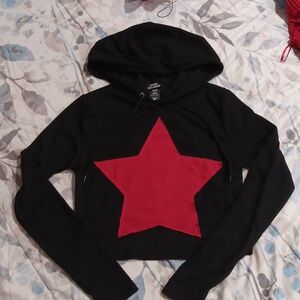 Social Collision Hot Topic Cropped Hood Star Emo Scene Black and Red